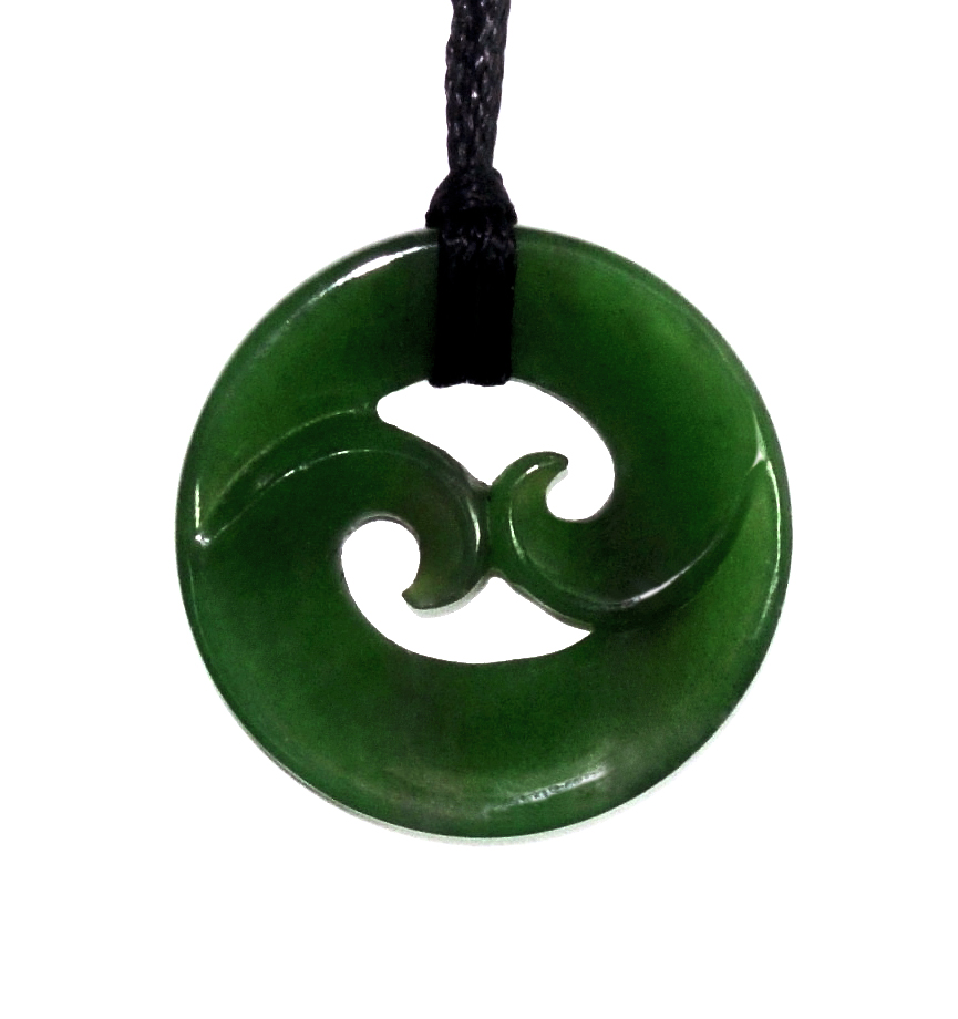 JADE DOUBLE KORU PENDANT 30MM