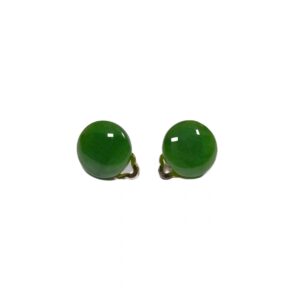 JADE CLIP-ON ROUND STUD EARRINGS 14MM